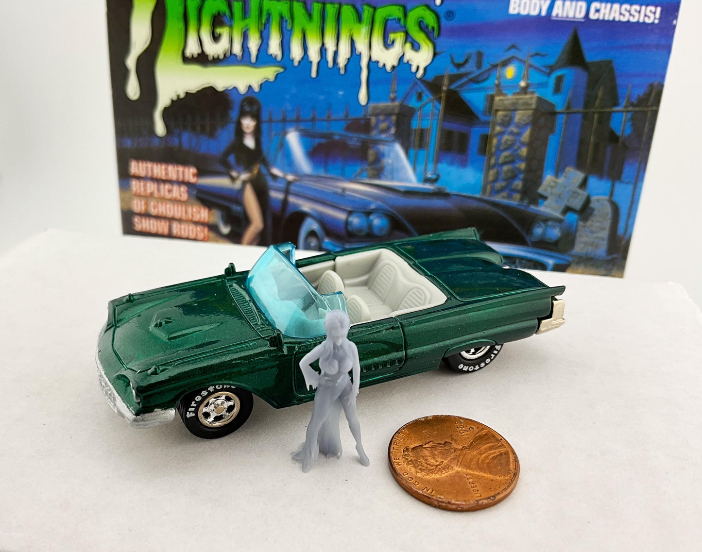 1/64 Elvira 3d printed for Macabre car by Johnny Lighting (car not included)