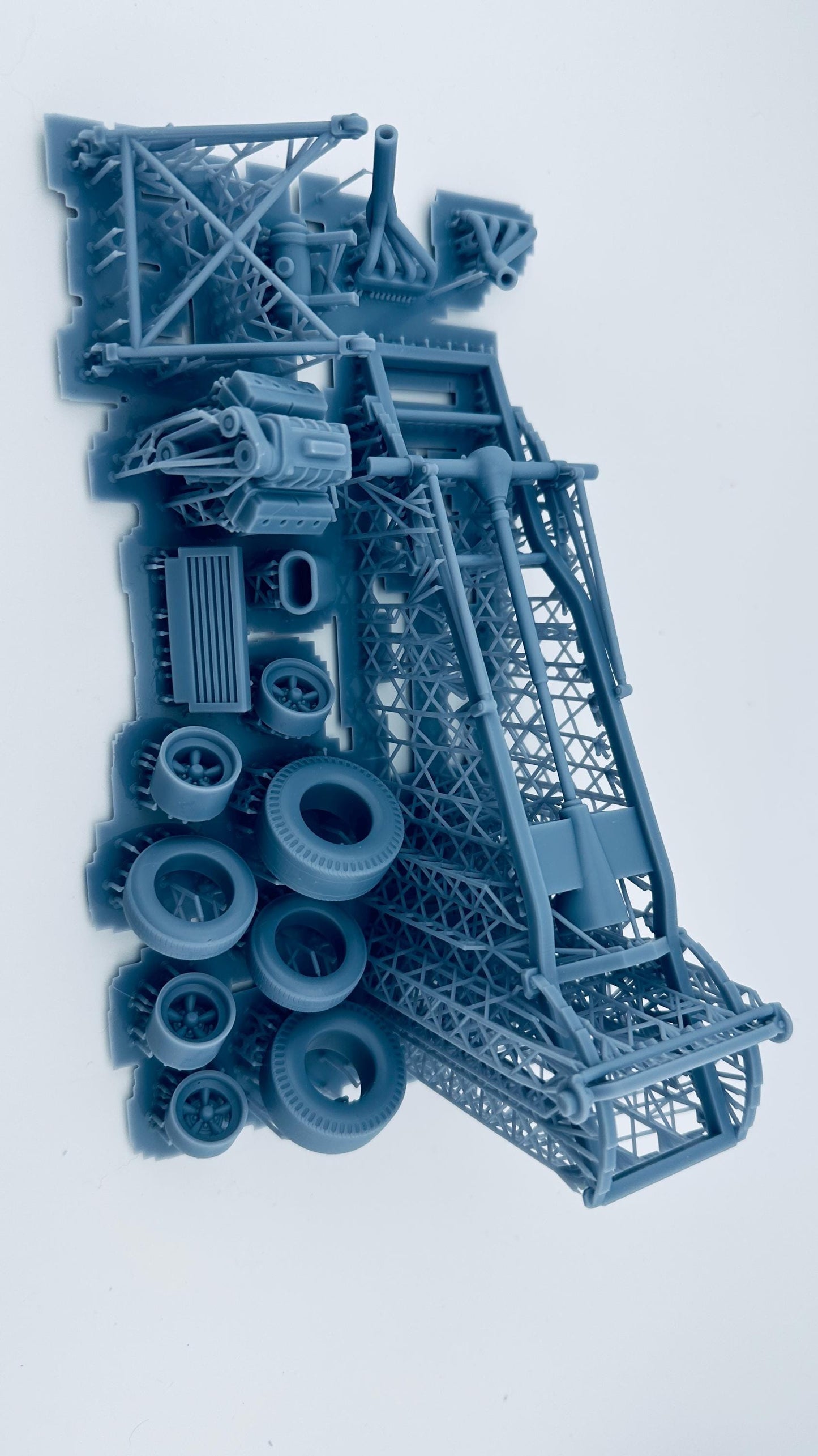 Easy build 1/25 scale, gasser frame and motor and wheels and tires