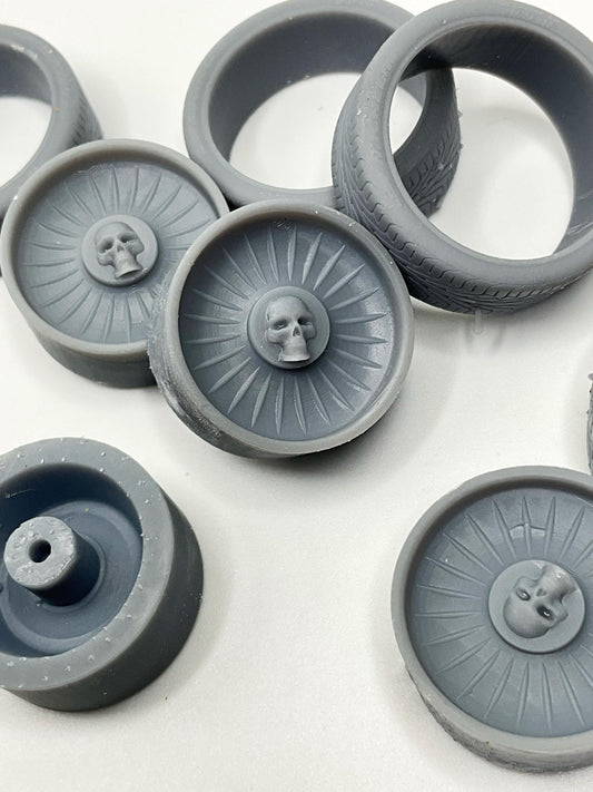 22 inch 1/25 scale skull wheel wheels with tires 3-D print printed