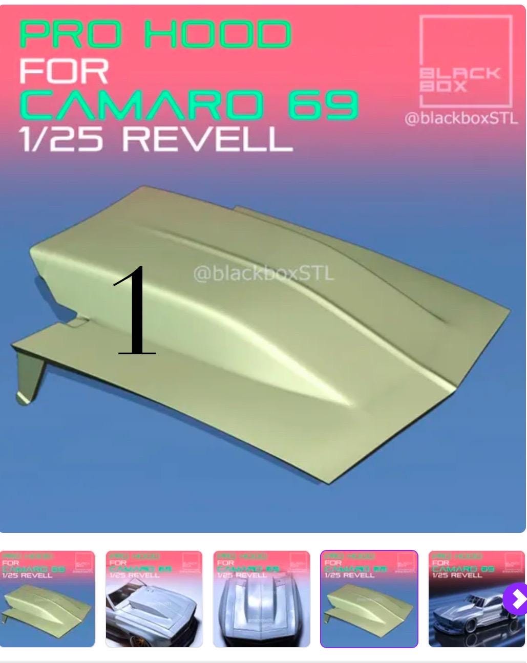 1:12 Camaro Hood 2 styles 3d printed